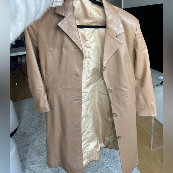 Vintage Camel Leather Coat - Picture 3 of 5